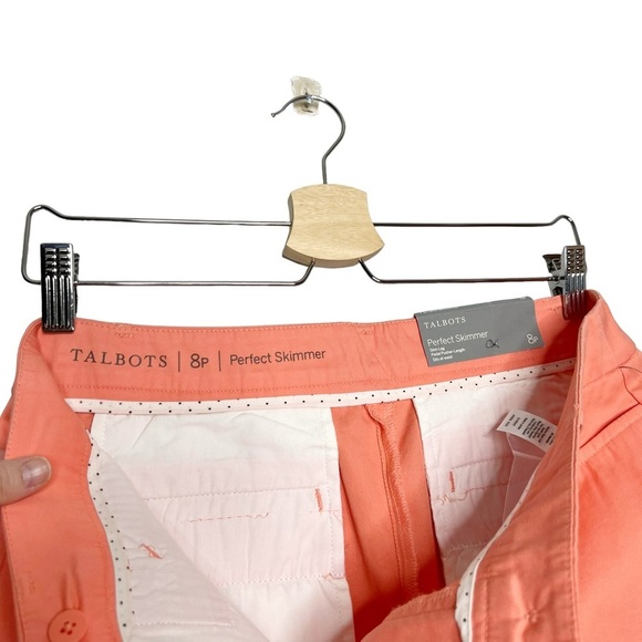 NWT Talbots Peach Coral Perfect Skimmer Cropped Slim Leg Pants - Picture 10 of 11